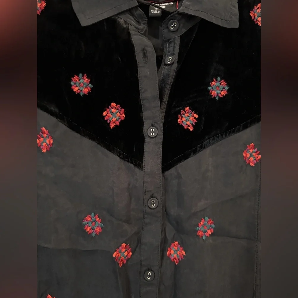 Johnny Was Maxine Western Steam Shirt Sz XS MSRP: $318 Bohemian Coastal Cowgirl